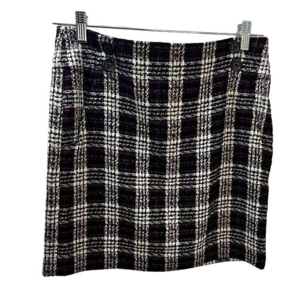 NEW Plaid‎ Tweed Mini Skirt with Side Zip Size 4